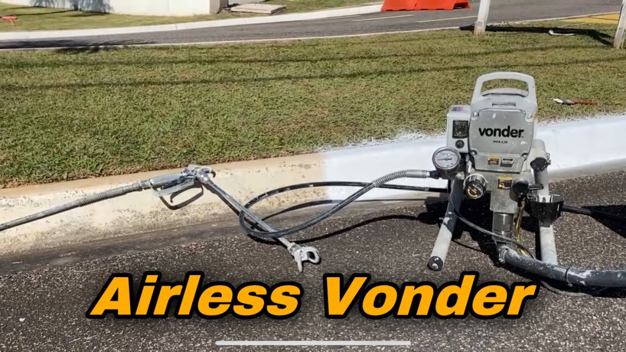 PINTURA DE GUIAS DE ASFALTO COM AIRLESS VONDER MPA 120