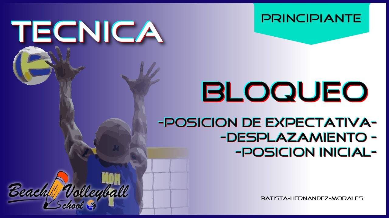 Bloqueo en voley playa : Posición de expectativa, desplazamiento y posición inicial.