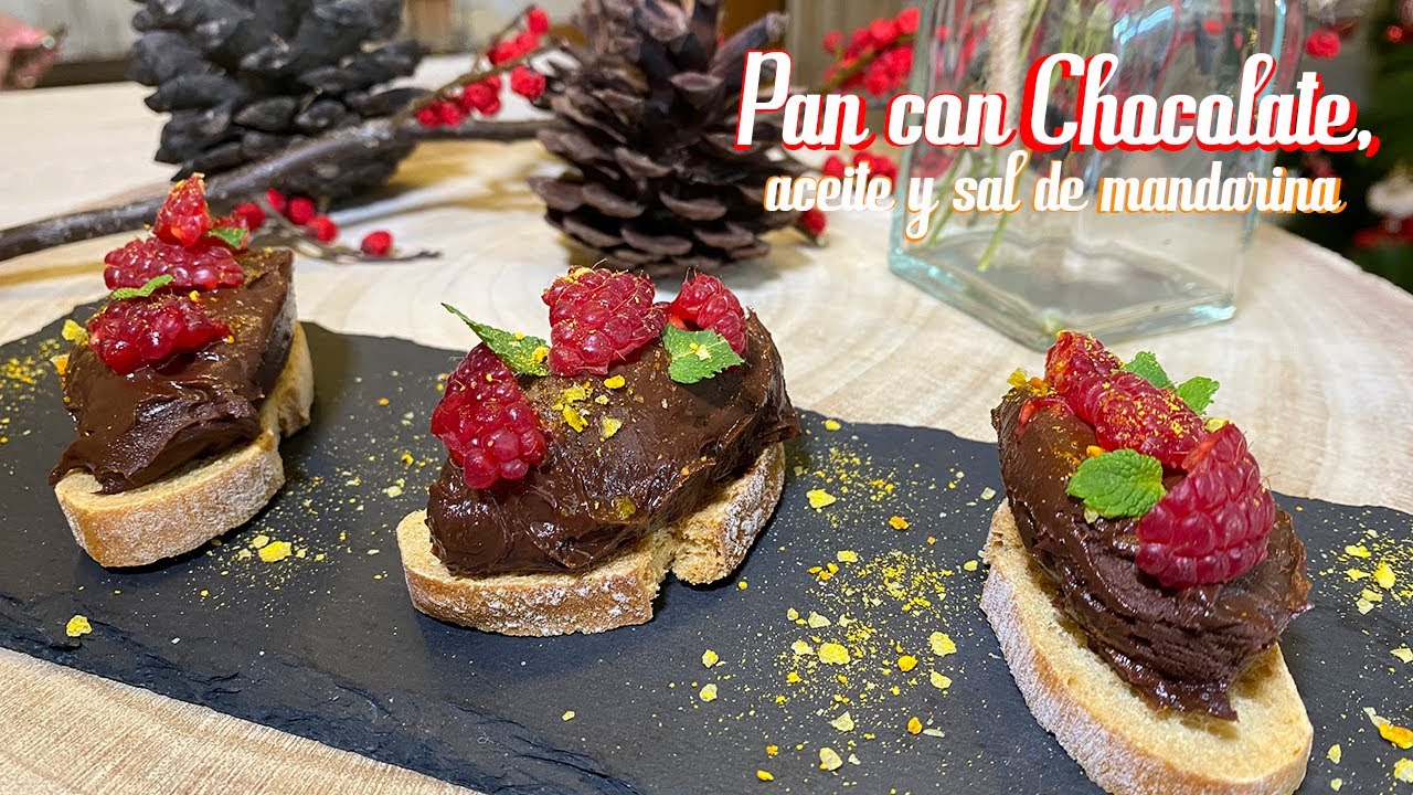 PAN CON CHOCOLATE, ACEITE y SAL DE MANDARINA | Postre gourmet fácil y rápido