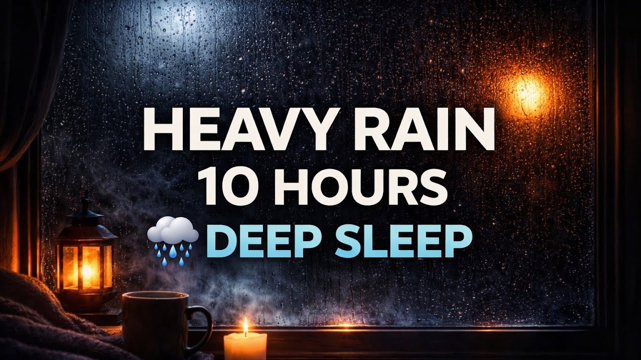Heavy Rain Sounds for Deep Sleep 10 Hours | Fall Asleep Fast with Cozy Rain.