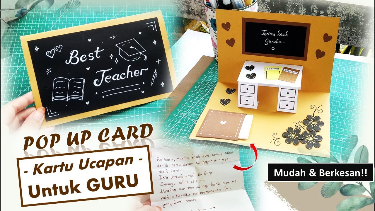 DIY- Kartu Ucapan untuk Guru /Kado Hari Guru Kreatif /Pop Up Card /Kartu Ucapan Hari Guru Aesthetic