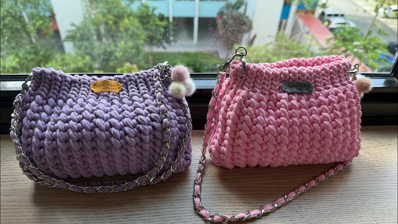Hướng dẫn móc túi xách. Handmade crochet bag tutorial 