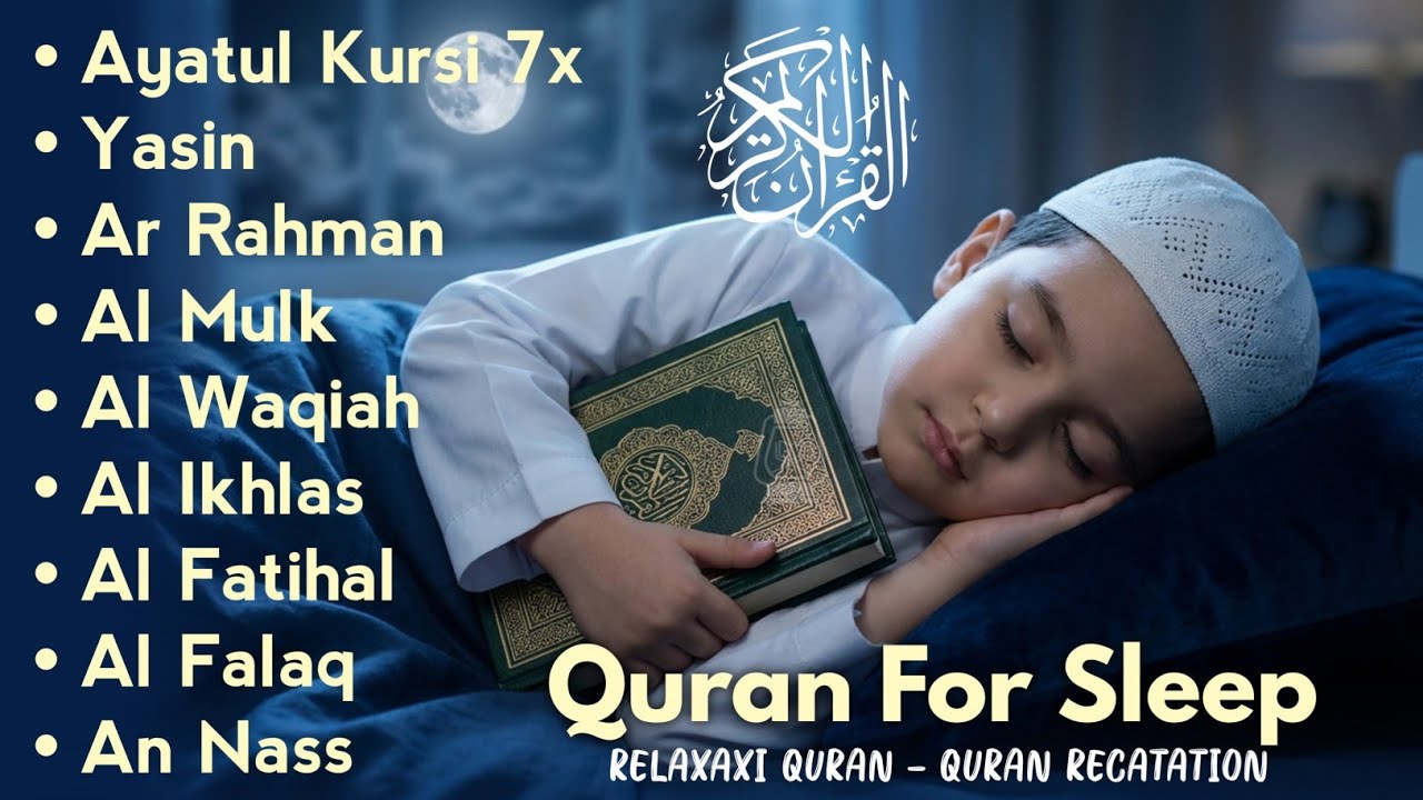 Peaceful Quran for Deep Sleep | Al-Fatiha,Ayatul Kursi,Surah Ar-Rahman, Al-Mulk, Yasin - Alaa Aqel