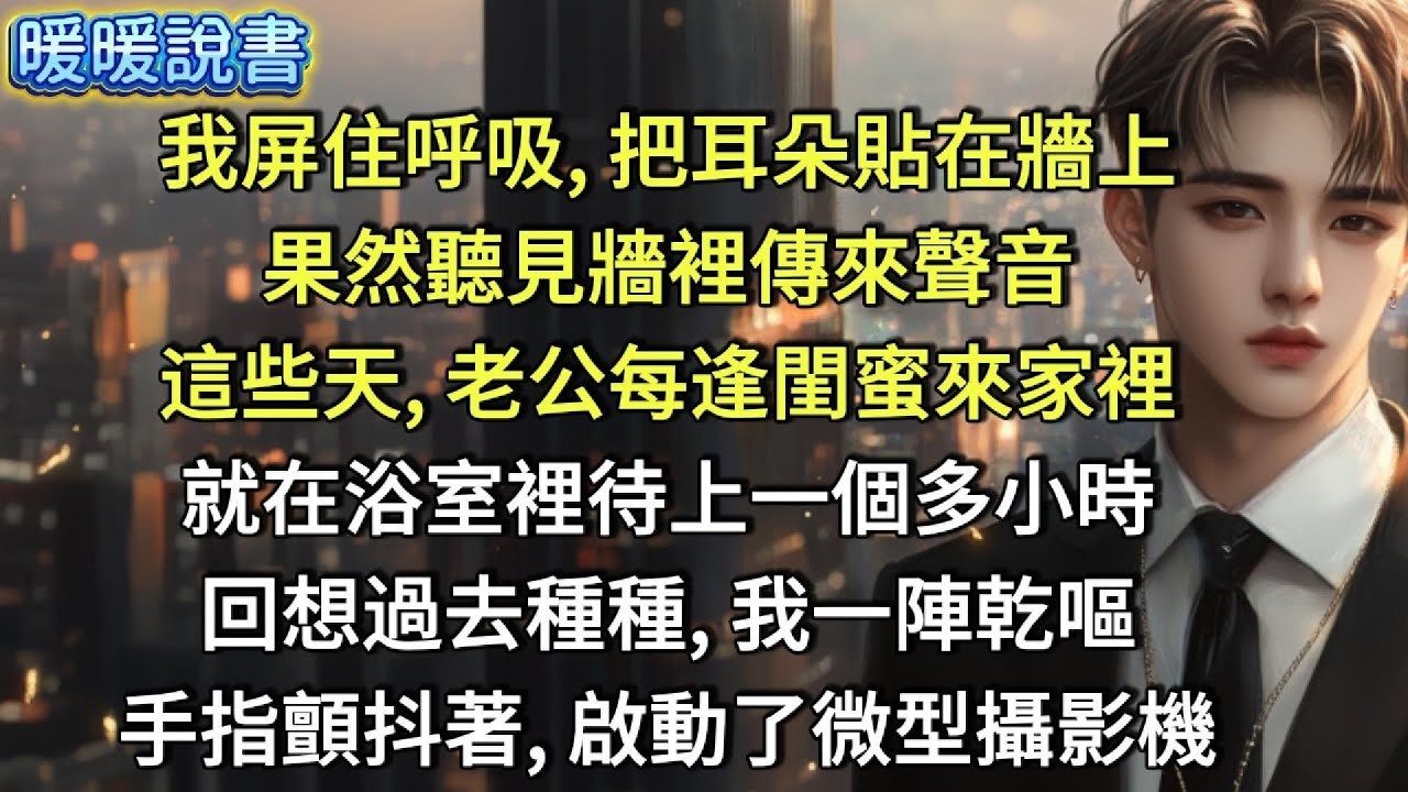 我屏住呼吸，把耳朵貼在牆上，果然聽見牆裡傳來聲音。這些天，老公每逢閨蜜來家裡，就在浴室裡待上一個多小時。回想過去種種，我一陣乾嘔。手指顫抖著，啟動了微型攝影機。