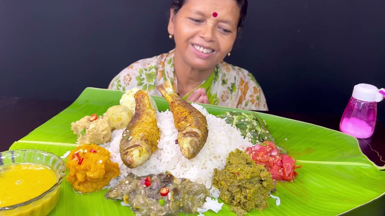 BIGBITES,EATING RICE WITH 7 TYPE OF VORTA ,DAL AND FISH FRY,,HUGE RICE,MASSIVE EATING ।।