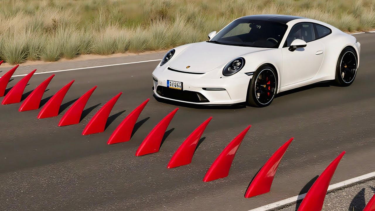 Cars vs Spikes Challenge #9 in BeamNG Drive!
