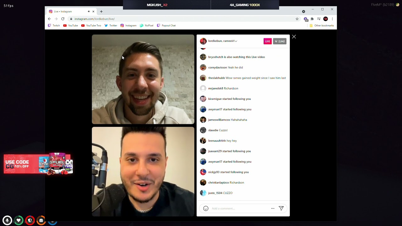 CG on Instagram live