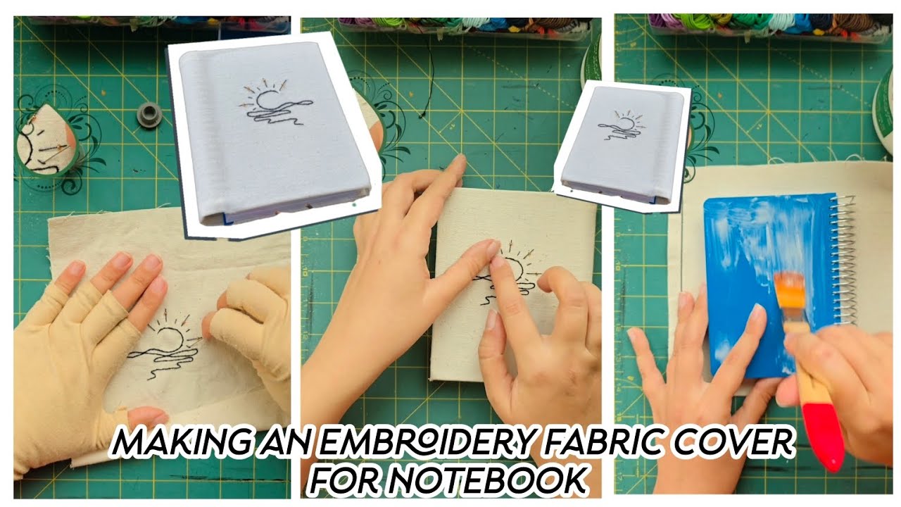 📱 Making an Embroidered Fabric Notebook Cover | Full Process | vertical frame 