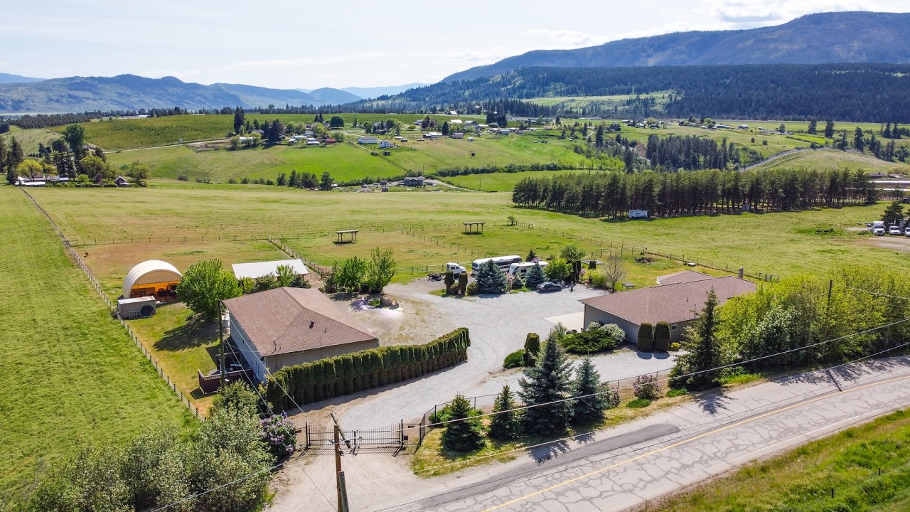 4767 North Grandview Flats Rd Armstrong BC. 3.56 Acres with 2 suites, shops, horse setup and views
