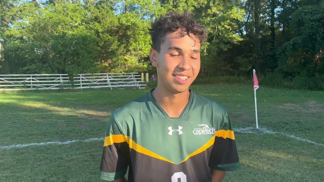 Cape May Tech's Tyler Dille after scoring golden goal vs Wildwood Catholic