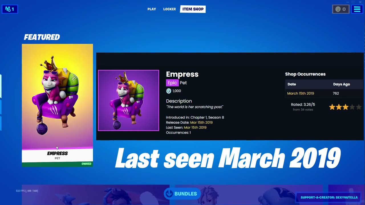 RETURN OF 'EMPRESS' - RAREST FORTNITE PET @sexynutella