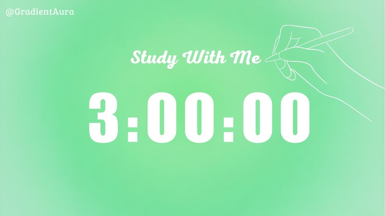 3 Hour Silent Study Timer | Gentle Alarm Only | Mint Green Aesthetic | ADHD-Friendly