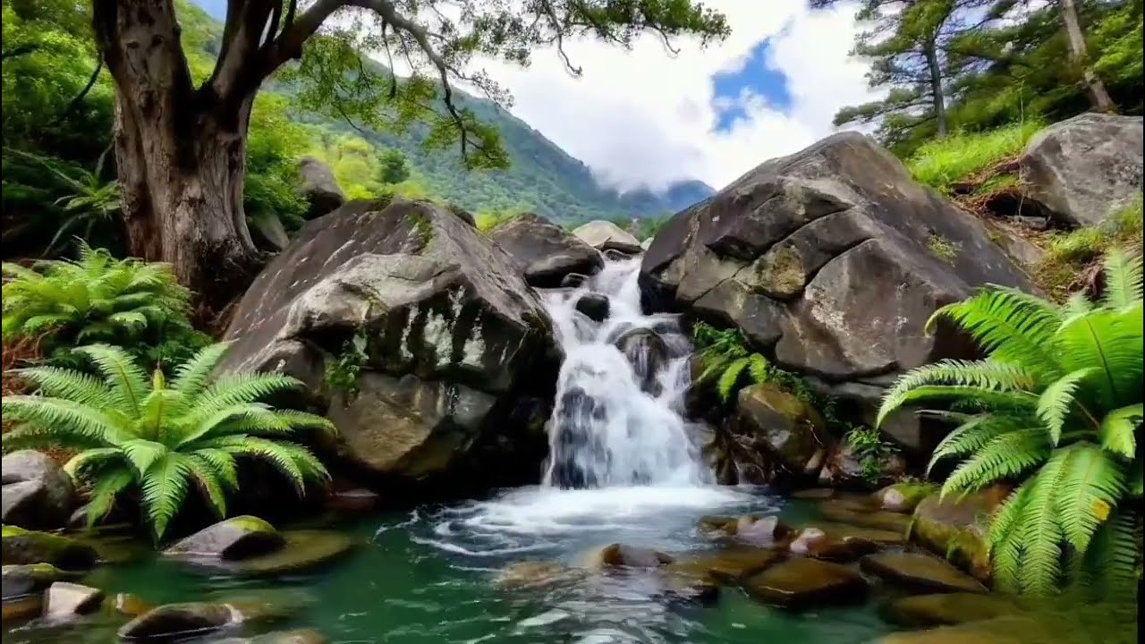 Peaceful Waterfall in Lush Forest🌿Relaxing Nature Sounds Deep Sleep, Study, Meditation,Stress Relief