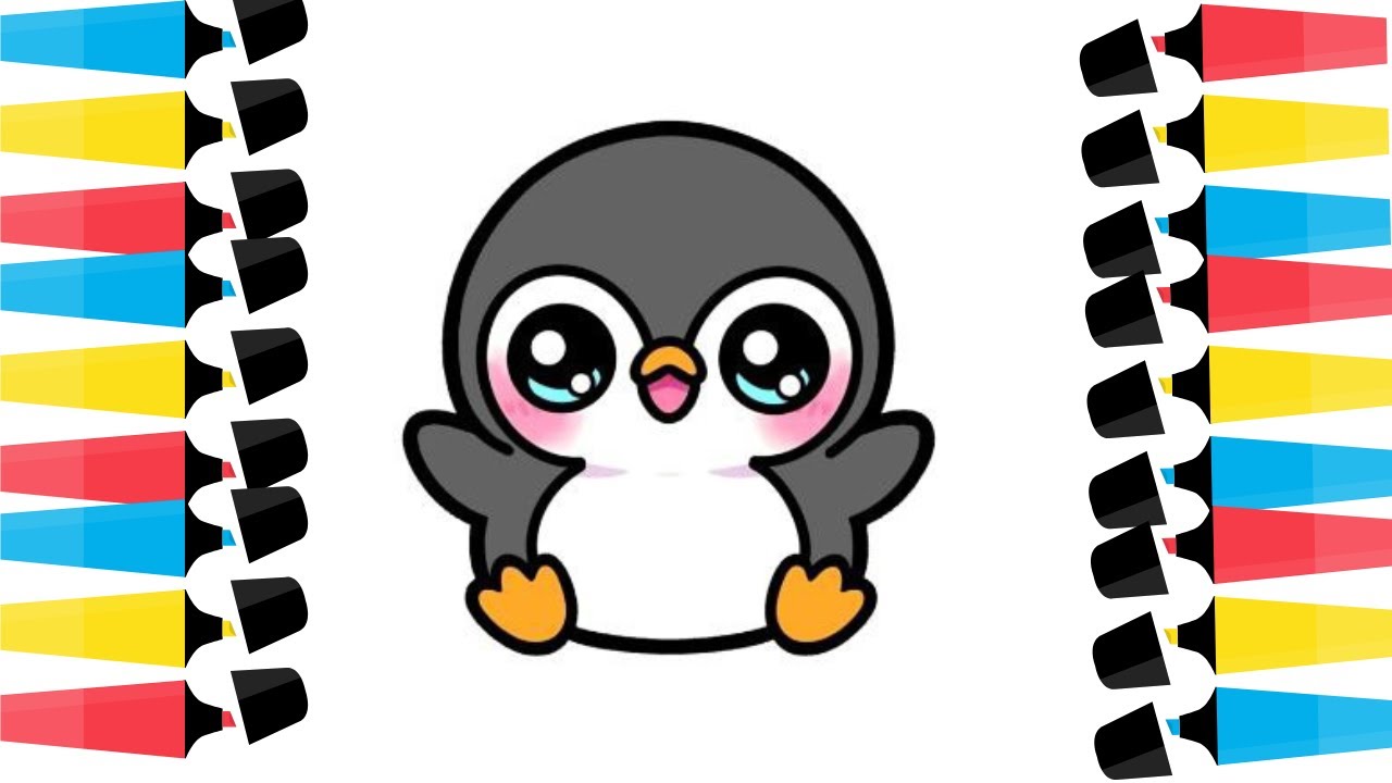 CÓMO DIBUJAR UN PINGÜINO KAWAII PASO A PASO