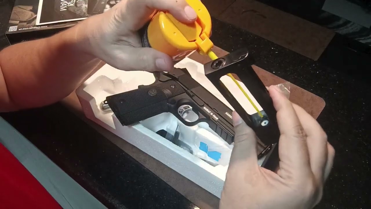 KJW KP07 Airgun Pistol Unbox and Chrono.