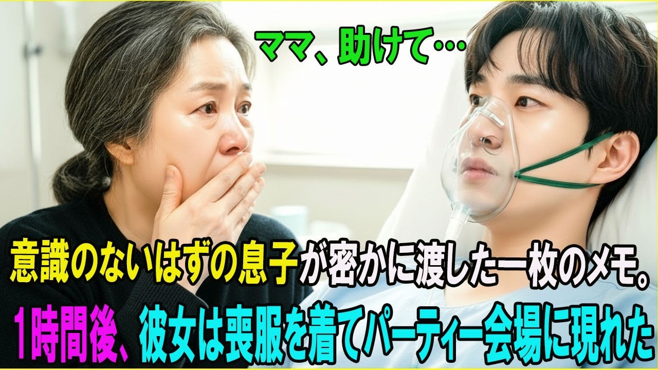【感動する話】植物状態の息子が密かに渡した一枚のメモ――「お母さん、助けてください」その1時間後、私は喪服でパーティーに現れた&hellip;衝撃の理由とは家族の絆｜感動ストーリー｜人生の逆転｜オーディオブック｜