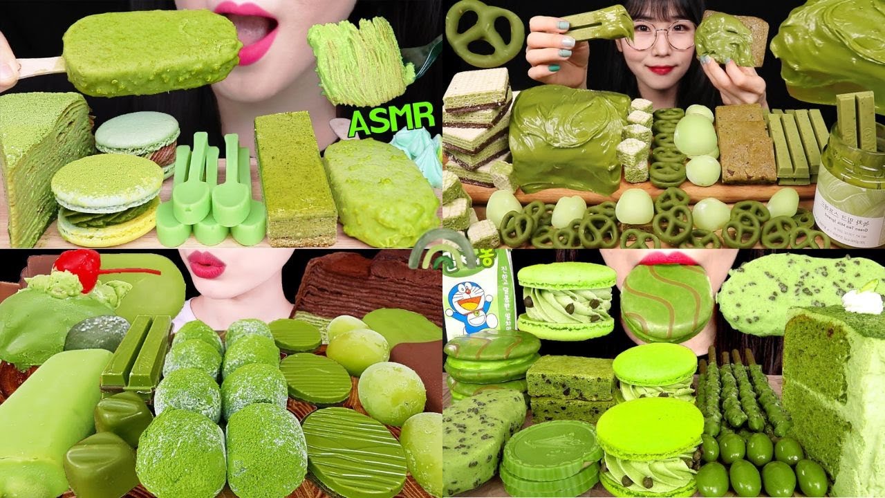 💚YUMMY MATCHA + GREEN TEA DESSERTS 🍵 | BIG BITE ASMR MUKBANG COMPILATION 😍