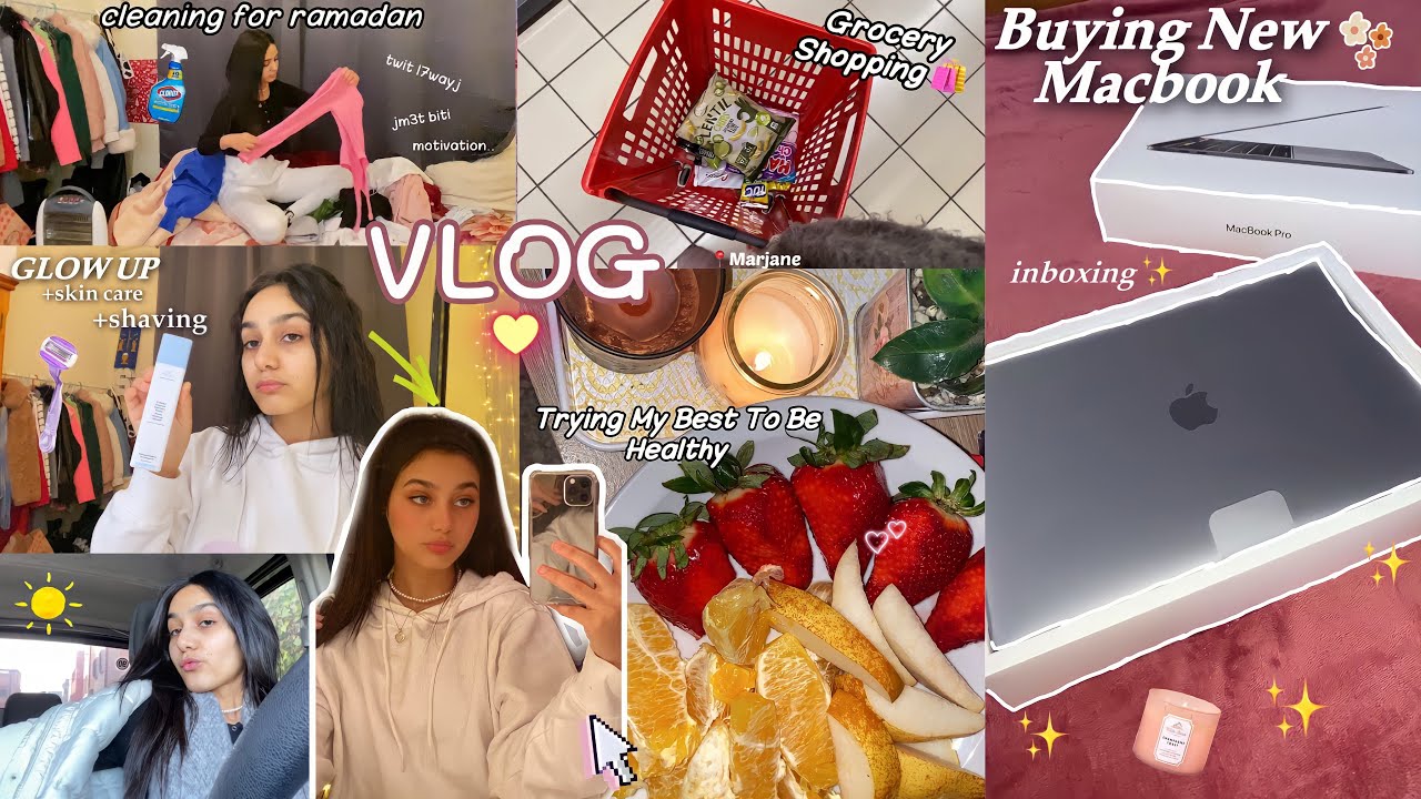 Days before Ramadan🌙🤍|دوزو معايا نهاراتي💗🥰(Glow up🪒+Inboxing my new macbook💻+cleaning 🧼🧹..)