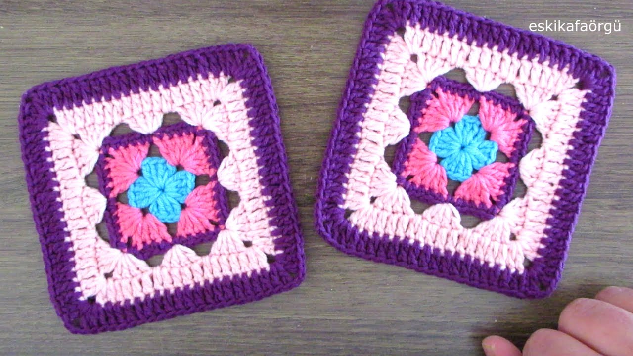 ORTASI HANIMDİLENDİ KARE MOTİF- CROCHET GRANNY SQUARE