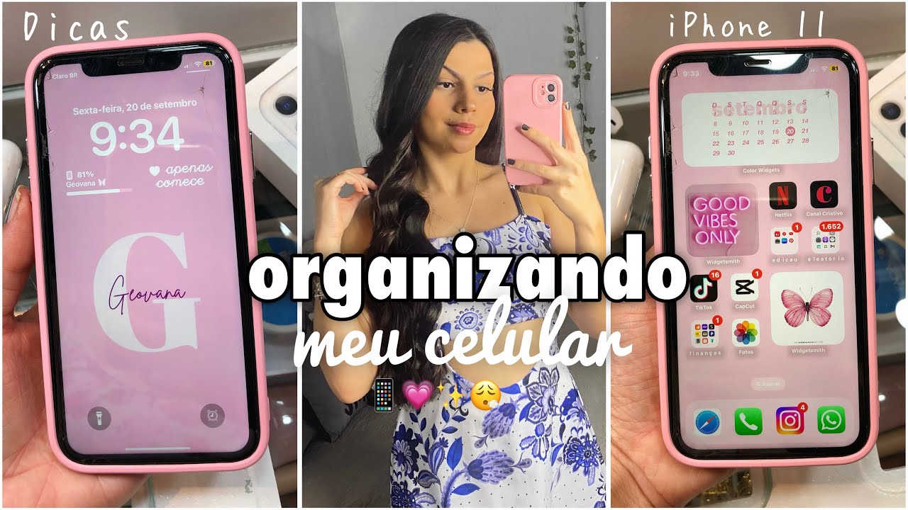 ORGANIZANDO MEU CELULAR 📱💗| iPhone 11 + especial de 24 mil escritos, dicas, e atualização iOS 18