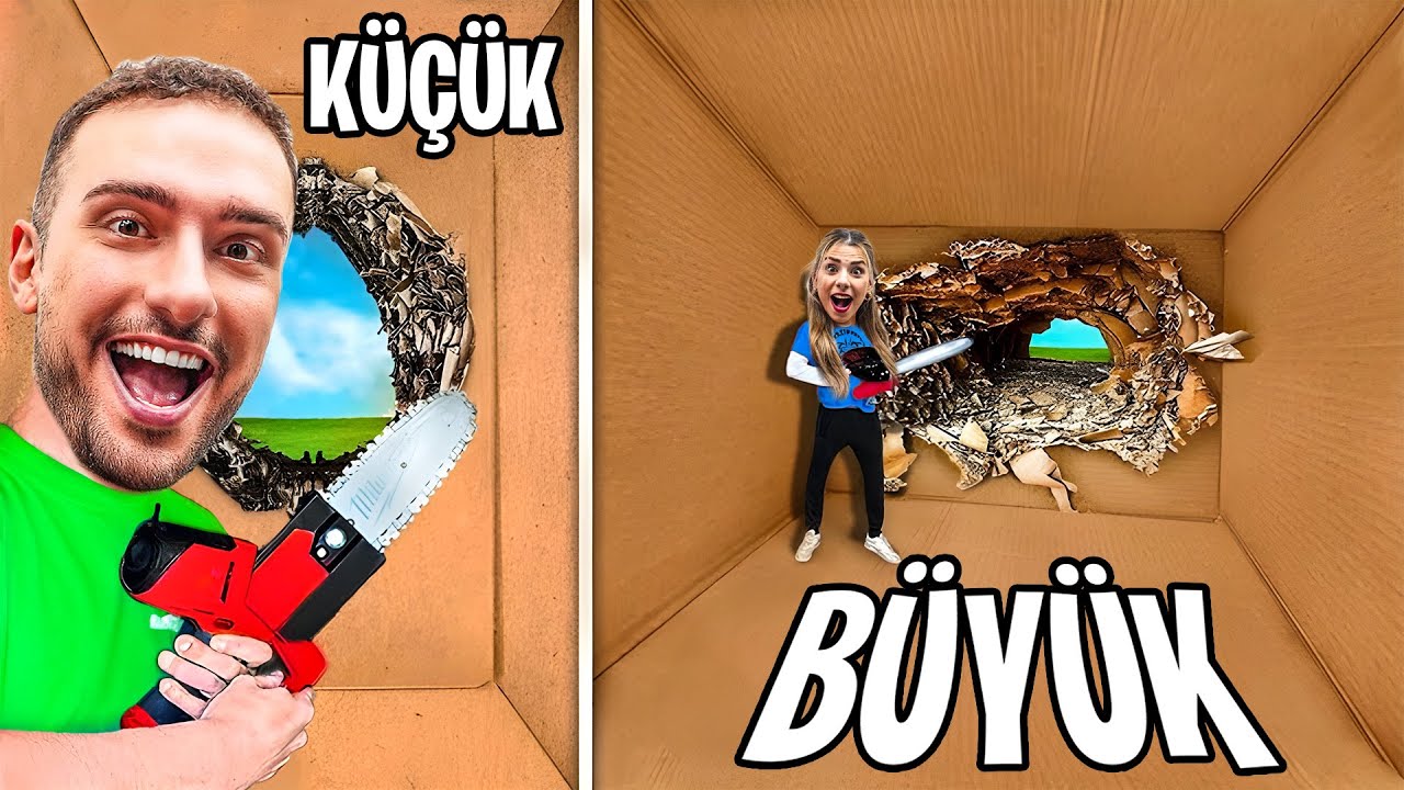 100 KAT KÜÇÜK vs BÜYÜK KARTON KUTUDAN İLK ÇIKAN KAZANIR !?