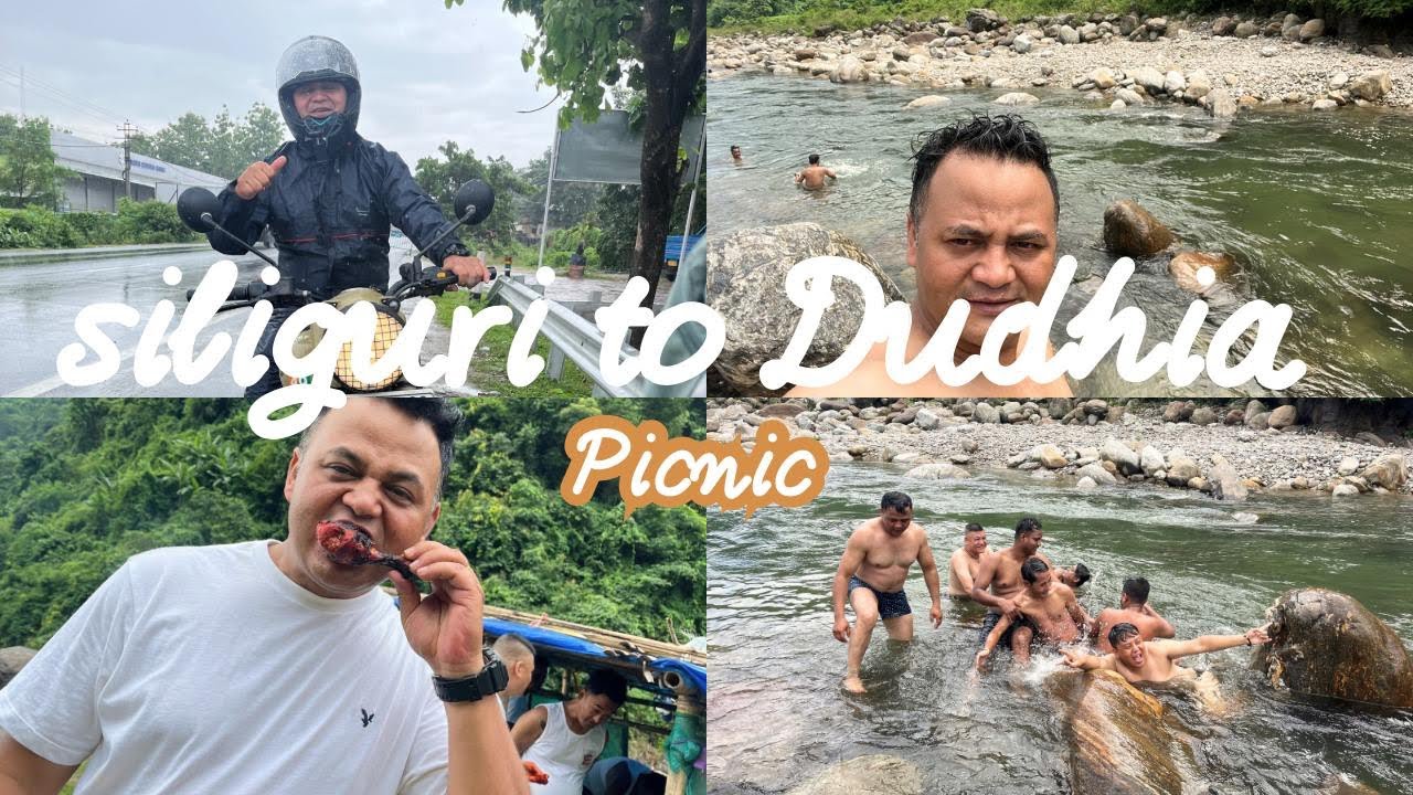 Siliguri to Dudhia Bike Ride | old Team Picnic Fun & River Swimming in Summer Heat