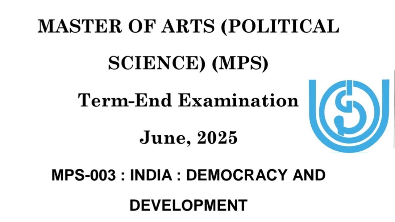 IGNOU! M.A Political science MPS003: India: Democracy & Development ! Question paper !june 2025#pyq 