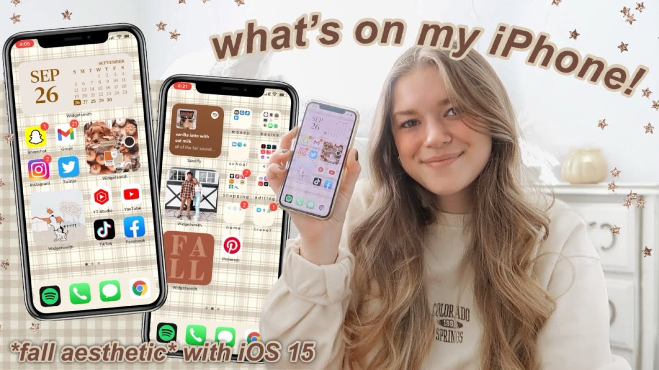 what's on my iphone *fall + neutral aesthetic* | iOS 15 update!