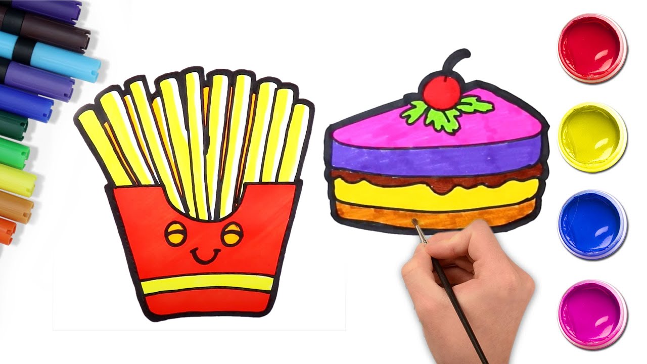 Facile disegno e pittura per bambini |🍟 Patatine Fritte | Video educativi  @artedichiki-Italian