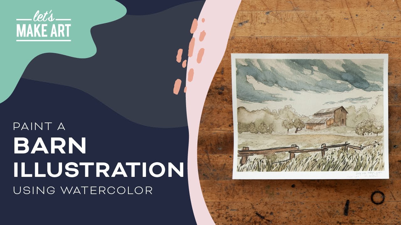 Paint a Barn | Illustrative Ink and Wash Painting by Sarah Cray & Let's Make Art