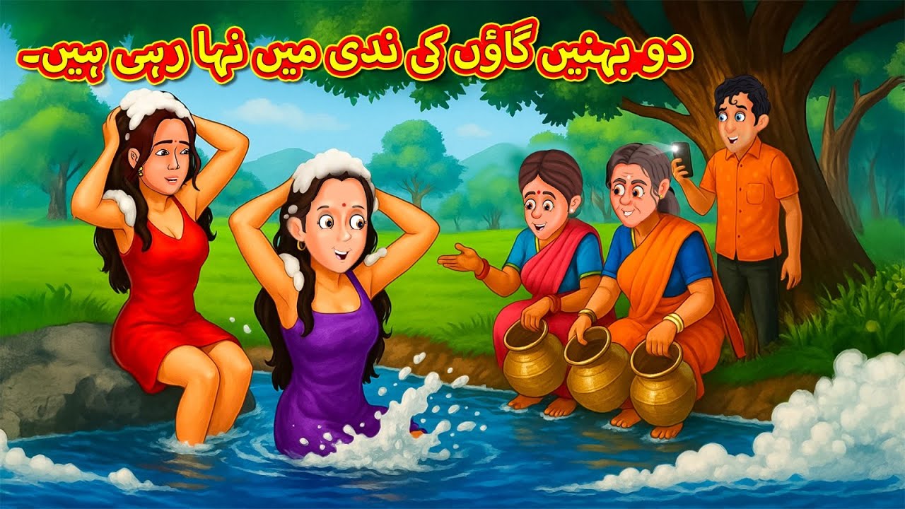 دو بہنیں گاؤں کی ندی میں نہا رہی ہیں۔ |  | Urdu Stories | Bedtime stories in Urdu | Moral Stories