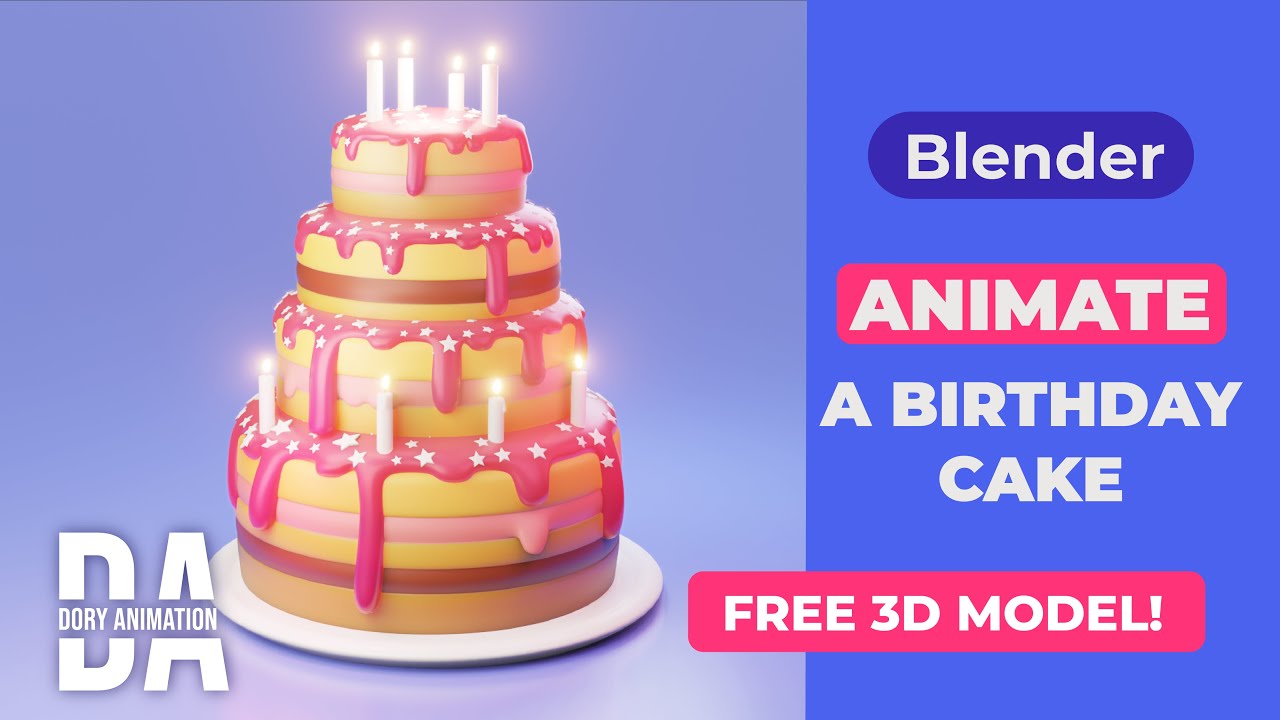 Animate a birthday cake - Blender tutorial - FREE 3D MODEL - Blender Eevee