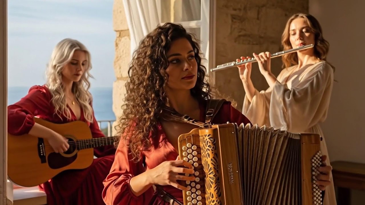 Silhouettes at Sunset Plaza | Cinematic Flamenco Guitar, Sax, Accordion & Flute