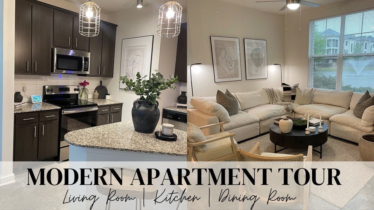 APARTMENT TOUR | MODERN NEUTRAL AESTHETICS | LIVING ROOM + KITCHEN | COZY 2023
