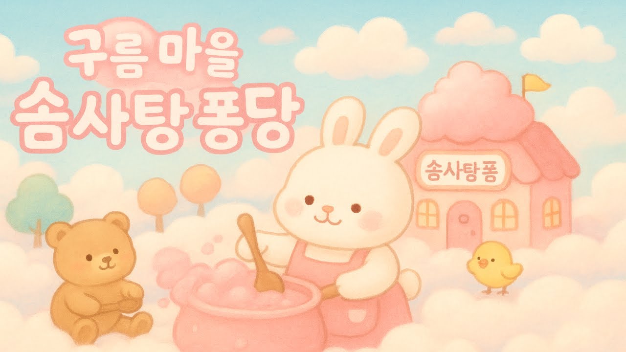 🌙 창작 자장가 동화 | ☁️ 솜사탕 퐁당 스프: 구름 마을 힐링 자장가 동화 | 편안한 잠자리 동화