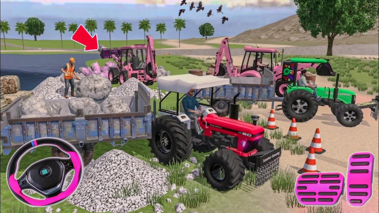 🔴Drive JCB and Uploading 🪨🏗Stone From Dumper🌋 Truck in Game #truck #jcb #tractor #dumper #games