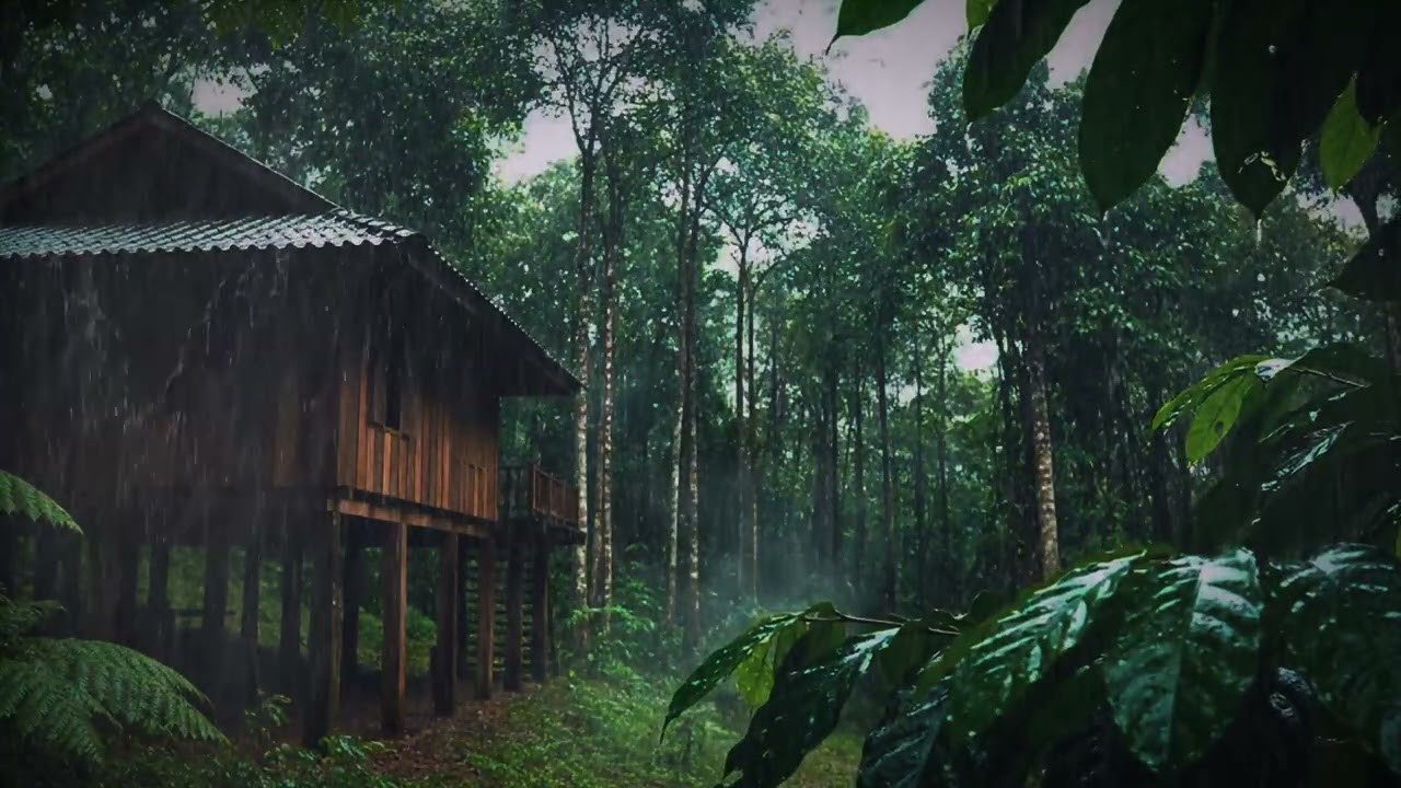 🌧️ Rain Sounds for Deep Sleep | Cozy Cabin Night Rain Ambience for Relaxation