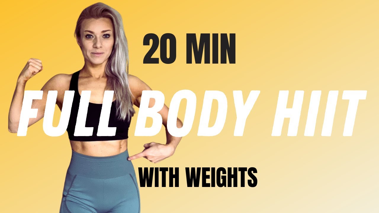 20 MINUTE FULL BODY CARDIO HIIT Workout At Home No Repeat Light Weights