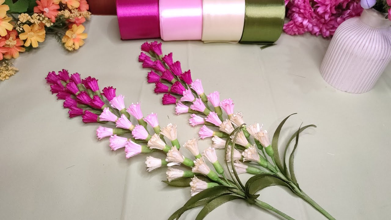 DIY| How To Make satin Ribbon Flower | flower Bouquet #satinribbonflowers