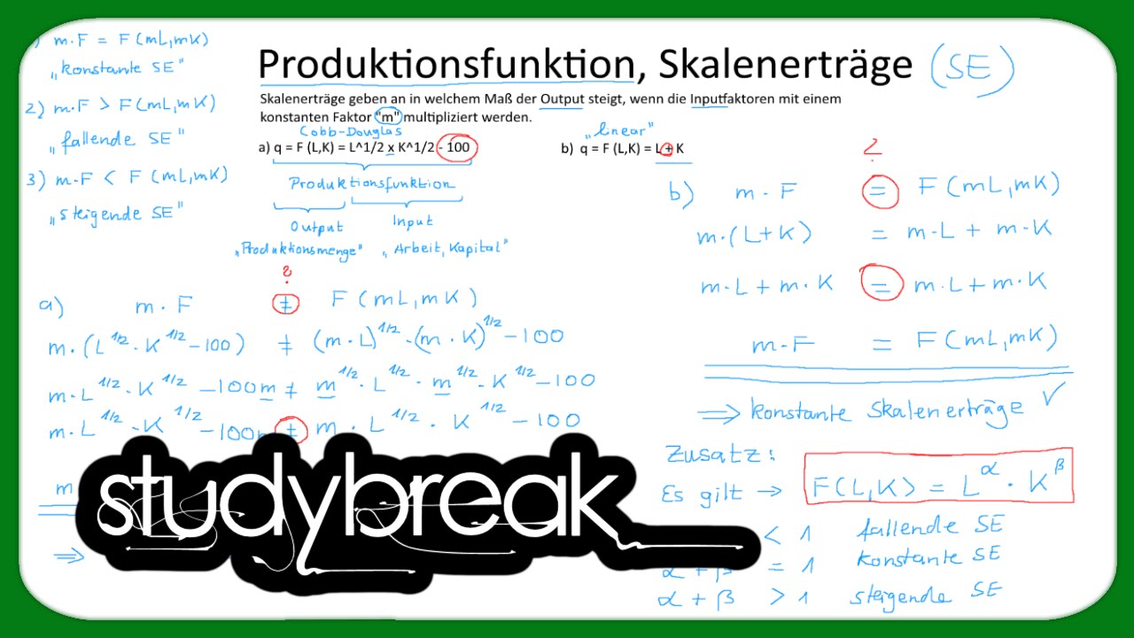Produktionsfunktion, Skalenerträge | Mikroökonomie