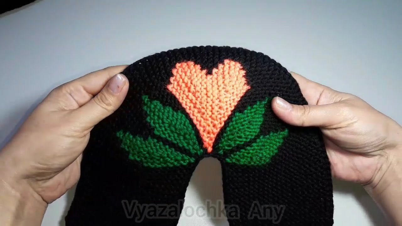 Следочки ❤Сердце ❤на двух спицах/Traces ❤Heart ❤on two needles. #вяжем #спицами #следки
