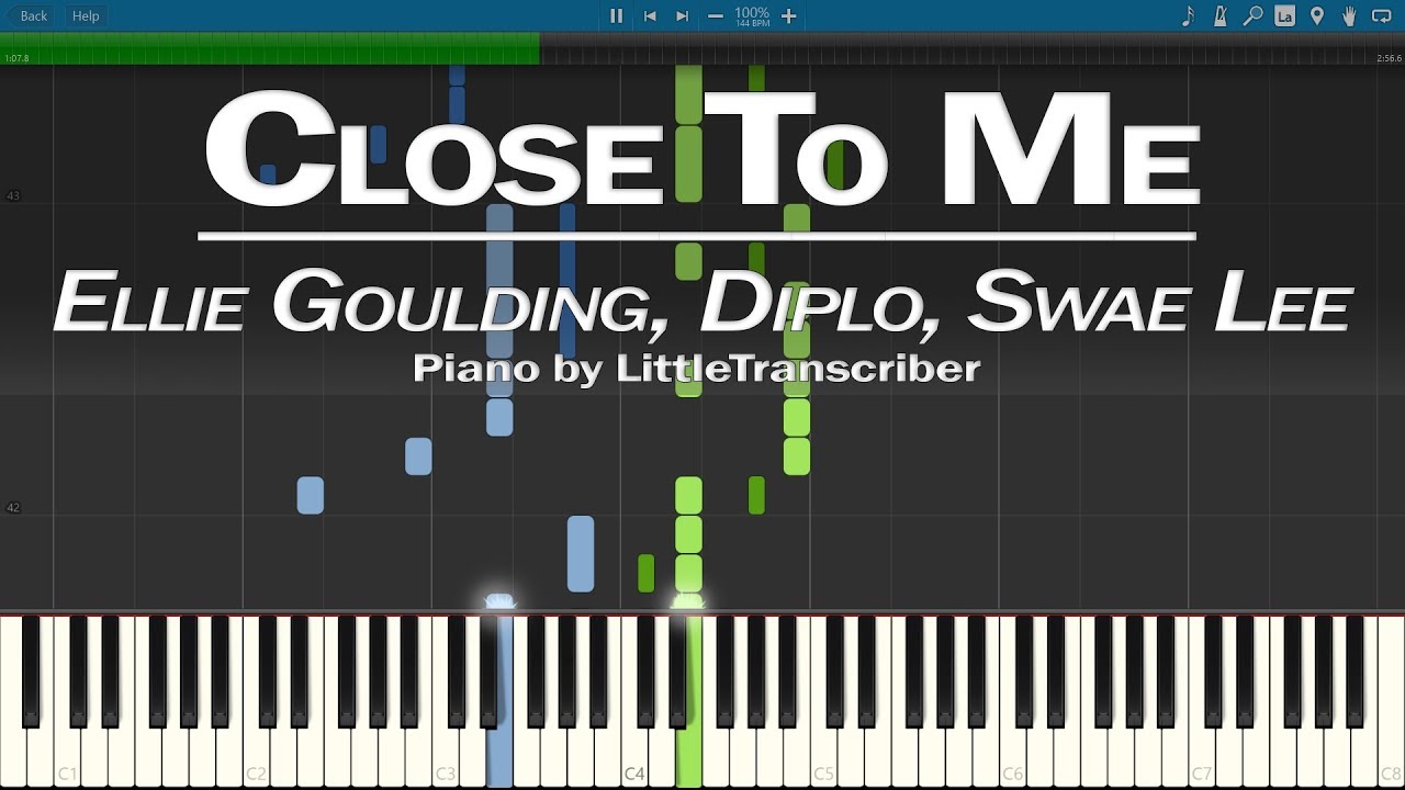 Ellie Goulding, Diplo, Swae Lee - Close To Me (Piano Cover) Synthesia Tutorial by LittleTranscriber