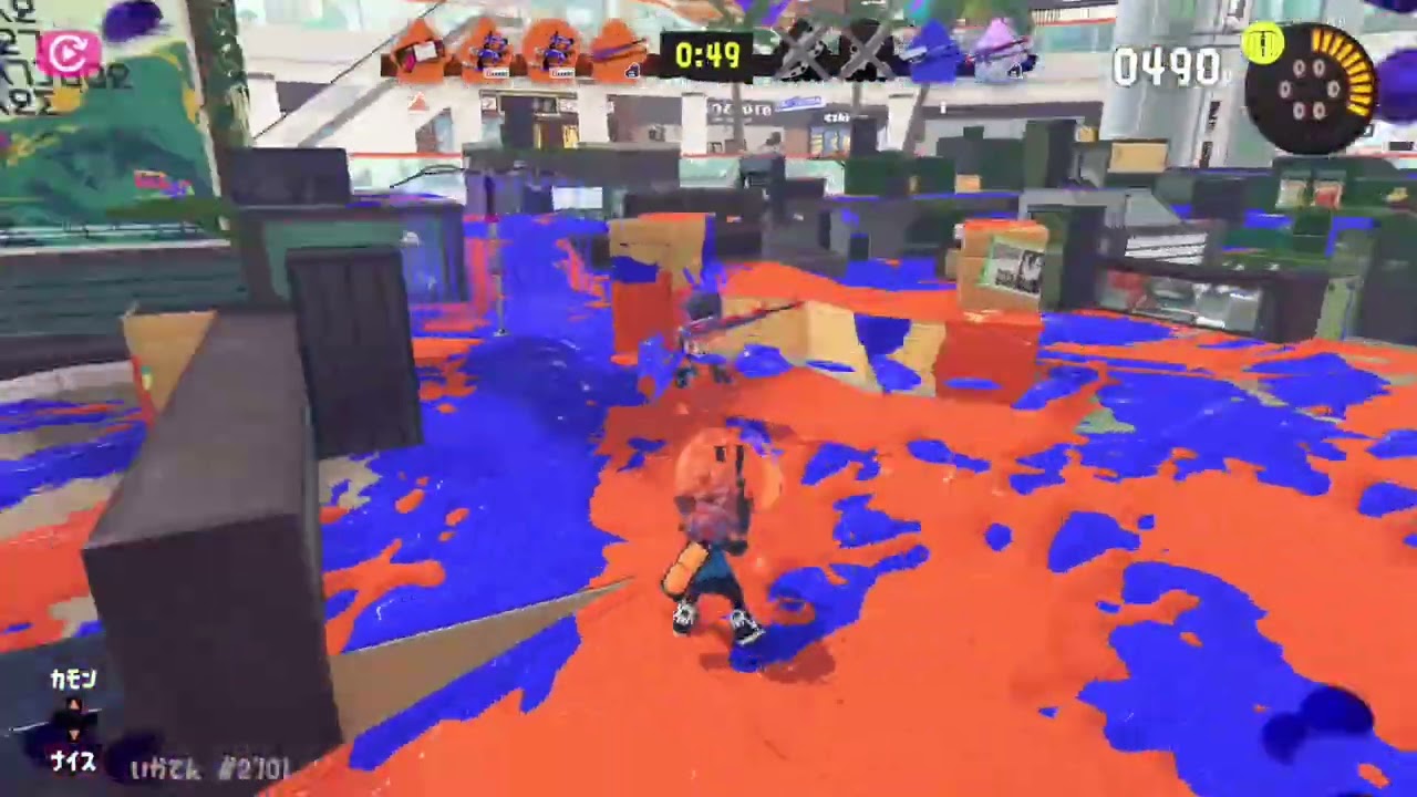 🔴ハデな絵師いかてん#スプラトゥーン３エキサイティングナワバリバトル#新世界に挑戦#いかてんカズちゃん#スプラ３丁目５２ガロン街#まいったなおじさん1019@Kazuo_Home