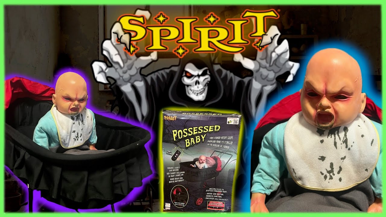 👻 UNBOXING & SET UP Spirit Halloween 2014 Tekky Toys Possessed Demon Baby Animatronic Prop 🎃