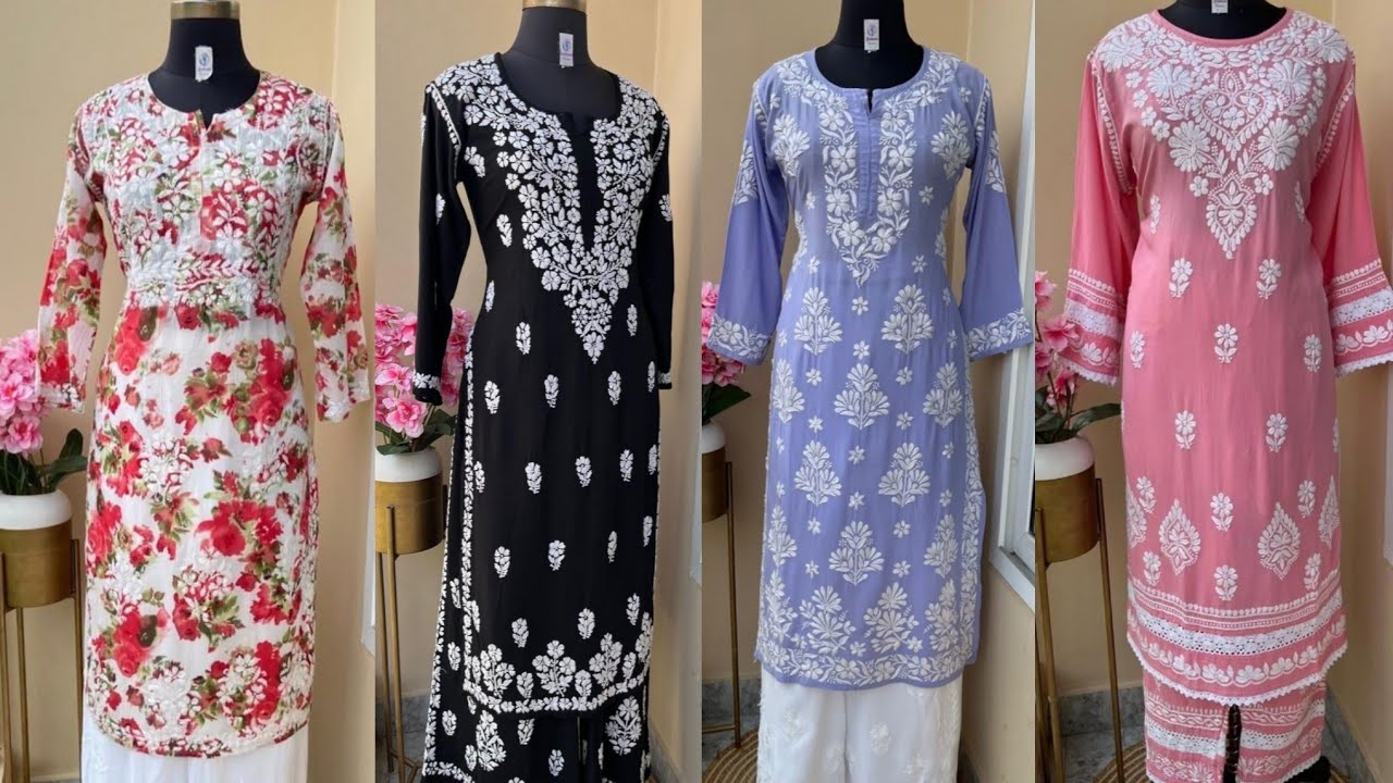 PURE LUCKNOWI CHIKANKARI KURTIS COLLECTION OF BIGGEST MANUFACTURER IN DELHI MARKET