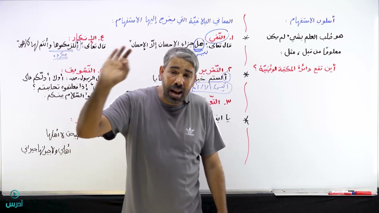 المعاني البلاغية لأسلوب الاستفهام مادة البلاغه عربي تخصص الأستاذ محمد أبو يحيى