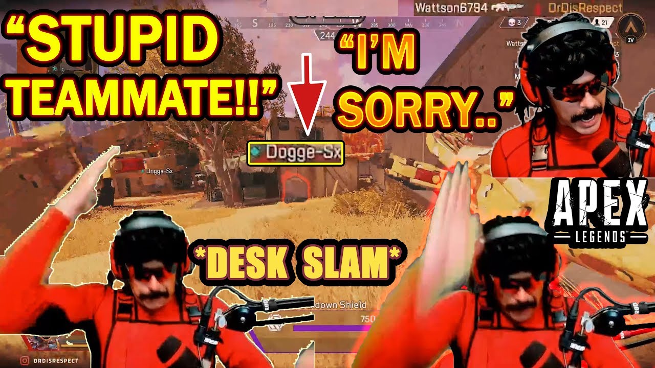 DrDisrespect RAGES at Random Teammate & Apologizes in Apex! (MASSIVE DESK SLAM!)