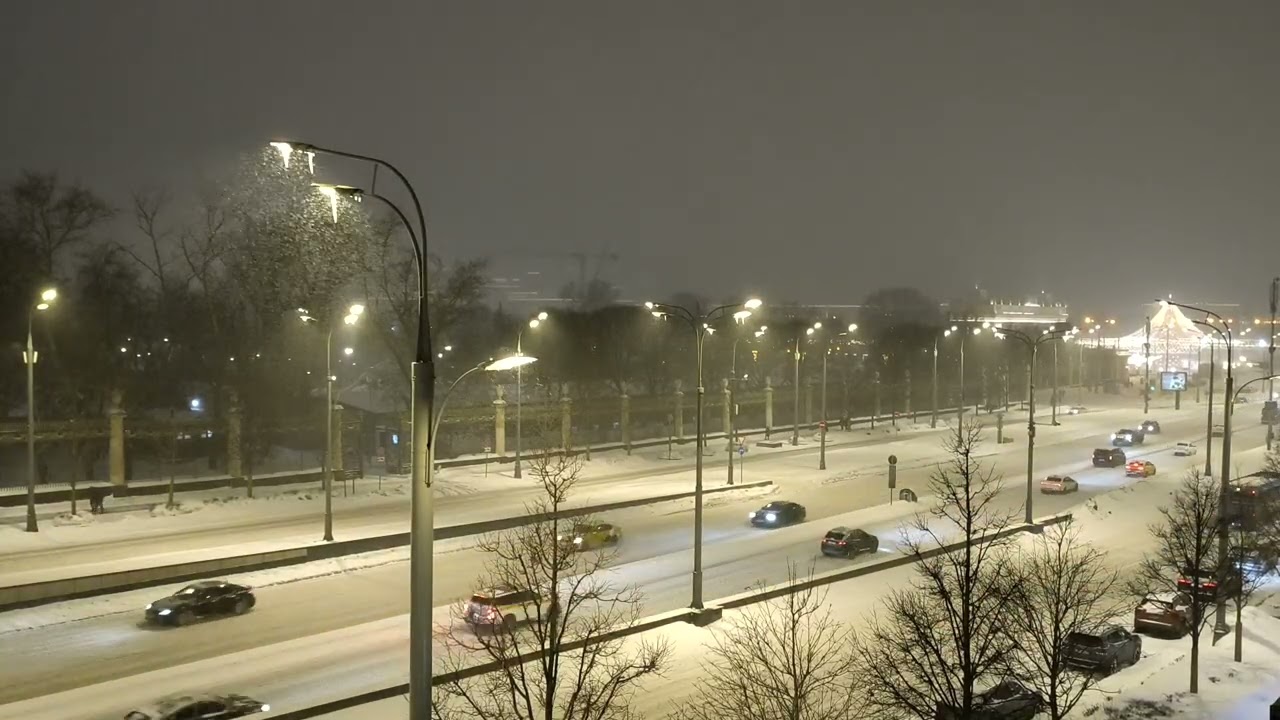 Садовое кольцо в метель. Рекордный снегопад. Москва, Крымский вал, 19.02.2026