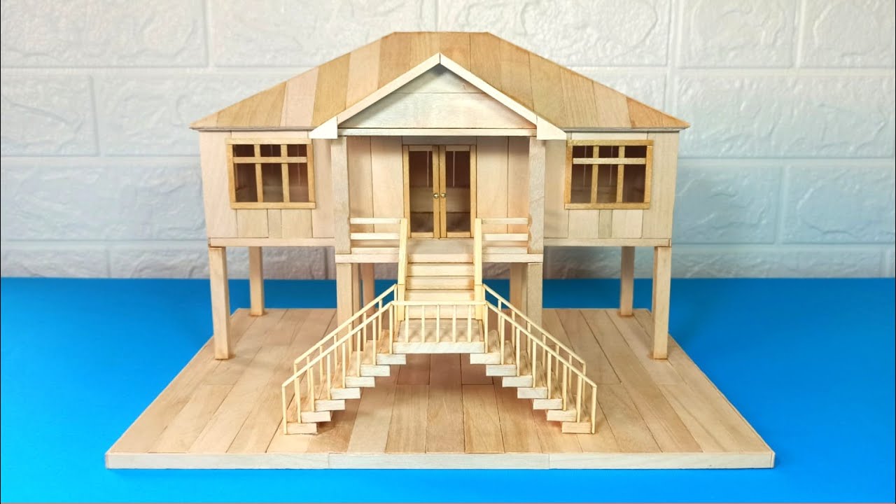 Como hacer una casa con palitos de helado - Making a small but beautiful ice cream stick house