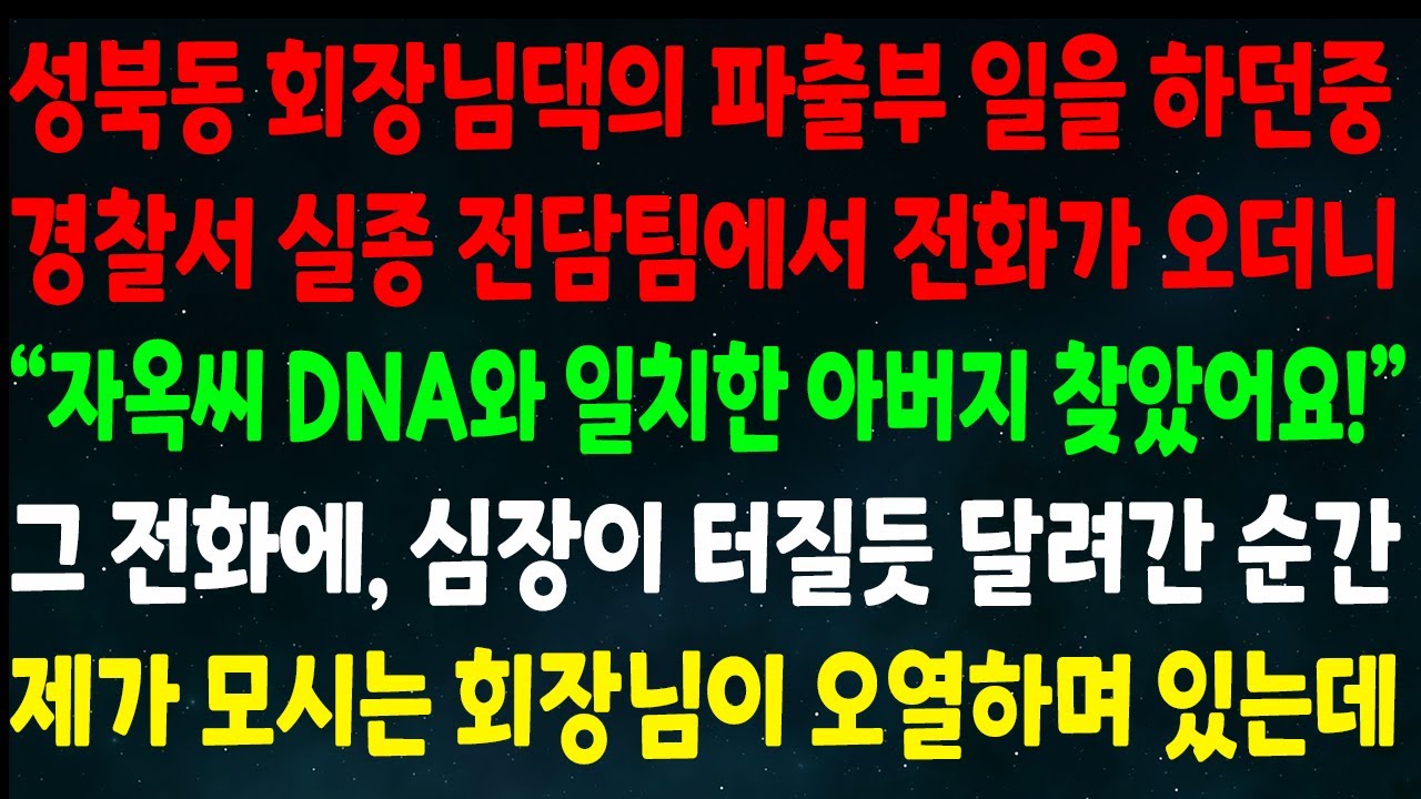 (반전신청사연)성북동 회장님댁 파출부 일 하던중 경찰서 실종 전담팀에서 전화가 오더니 